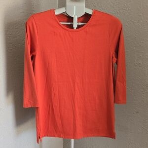 Lands' End Orange 3/4 Sleeve T-Shirt Fall